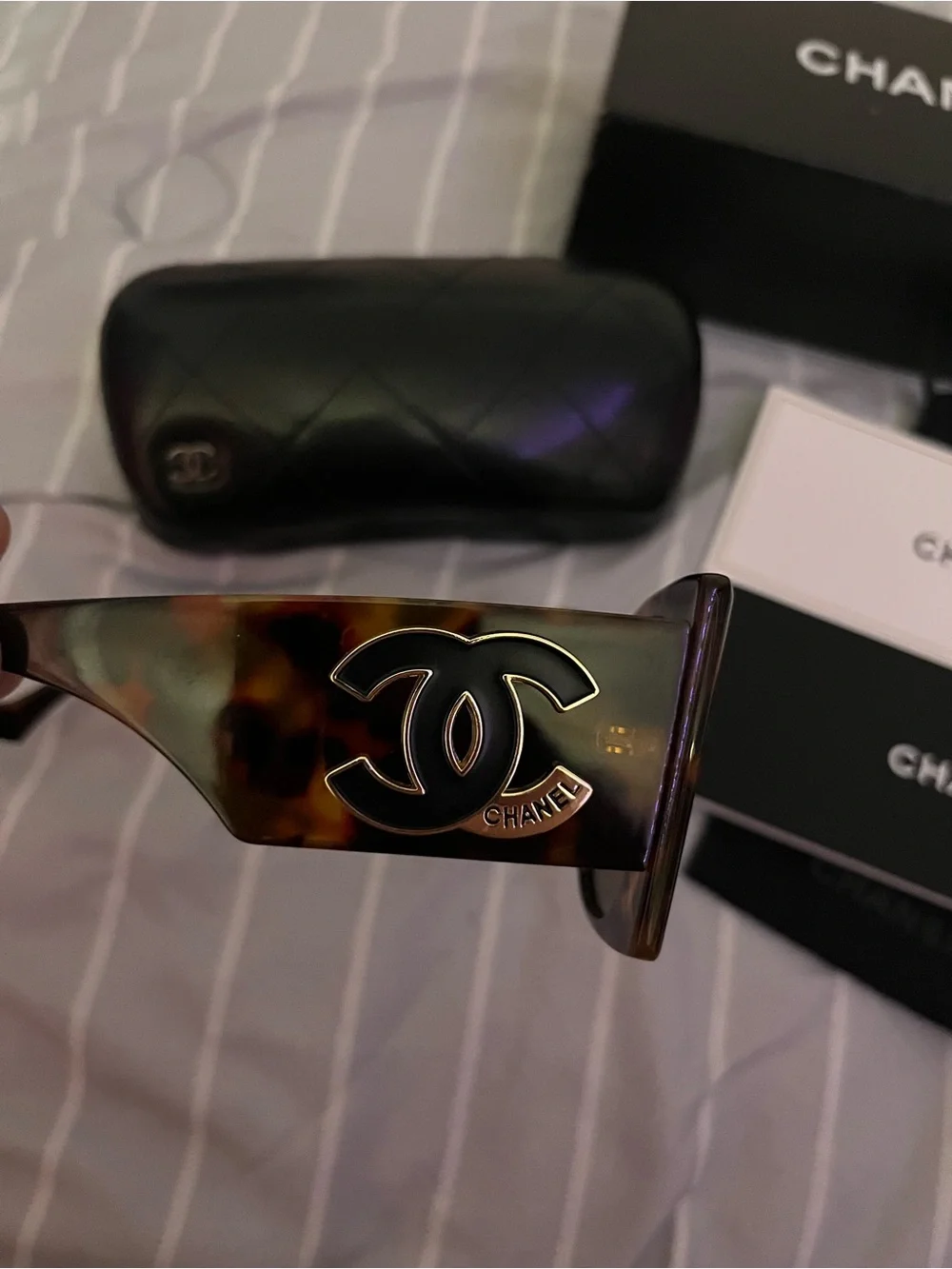 CHANEL Brown Gradient Oversized Square Sunglasses
